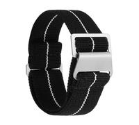 sourcing map Correa elástica de nailon para reloj, 22 mm, correas de repuesto con hebilla para hombres y mujeres, color negro y blanco