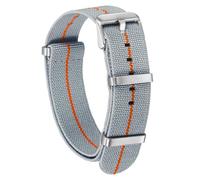 sourcing map Correa elástica de nailon para reloj de 20 mm, correa de reloj francés, impermeable, de repuesto, con hebilla plateada, para hombres y mujeres, color gris claro/naranja
