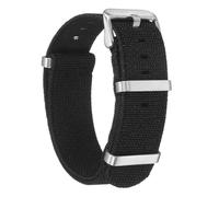 sourcing map Correa elástica de nailon para reloj de 22 mm, correa de reloj francés, impermeable, de repuesto, con hebilla plateada, para hombres y mujeres, color negro