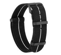 sourcing map Correa elástica de nailon para reloj de 22 mm, correa de reloj francés, impermeable, de repuesto, con hebilla negra, para hombres y mujeres, color negro y blanco