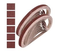 sourcing map Correas de lijado de 10 mm x 330 mm, 48 unidades de grano 40/60/80/120/180/240, de óxido de aluminio, lijadora abrasiva para carpintería, pulido de metal, afilador de cuchillos