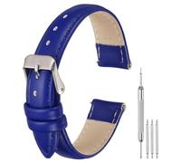 sourcing map Correas de reloj de cuero para hombres y mujeres, correa de reloj de liberación rápida de 20 mm, correa de cuero plana fina y elegante con herramientas, azul, 20mm, Cuero, No.