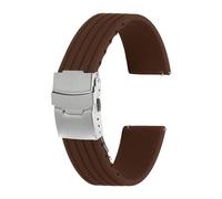 sourcing map Correas de reloj de silicona de 22 mm de ancho, correa de goma suave de liberación rápida con hebilla plateada para hombres y mujeres, color marrón
