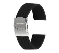 sourcing map Correas de reloj de silicona de 24 mm de ancho, correa de goma suave de liberación rápida con hebilla plateada para hombres y mujeres, color negro