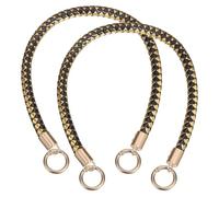 sourcing map Correas trenzadas para bolso, asas de cuero trenzado, correa de repuesto con hebillas de resorte, Oro negro., Talla única