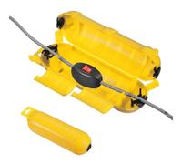 sourcing map Cubierta de cable de extensión para exterior, IP44, resistente al agua, caja de conexión eléctrica, protector de enchufe para toma de corriente, enchufe, luz navideña de Navidad, amarillo