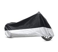 sourcing map Cubierta de Motocicleta Negro+Color Plata Al Aire Libre Impermeable UV Protector L 190T para evitar lluvia y polvo