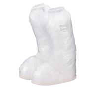 sourcing map Cubierta impermeable para zapatos, antideslizante, de PVC, zapatos de lluvia con hebilla de correa de cremallera para hombre y mujer, Clear, Small