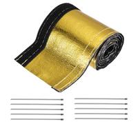 Sourcing Map Cubierta térmica dorada aluminizada - 20 mm de diámetro interior x 100 cm, funda de cable de 3.3 pies para protección de alambre de manguera con gancho y bucle, 10 bridas de acero