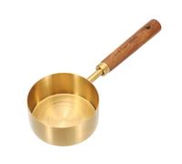 sourcing map Cuchara medidora, cuchara de café de acero inoxidable de 125 ml con mango de madera para café molido, té, azúcar, cocina, hornear, color dorado