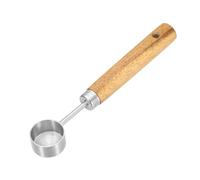 sourcing map Cuchara medidora, cuchara de café de acero inoxidable de 5 ml con mango de madera para café molido, té, azúcar, cocina, hornear, madera