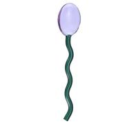 sourcing map Cucharas de café de vidrio, 14 cm, onduladas, cuchara agitadora de café, mango largo, cucharaditas de leche, agitadores para té, jugo, batido, cócteles, bebidas color morado y verde