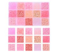 sourcing map Cuentas de cristal mixtas, 15 colores de 1,5 a 5 mm, kit de pulseras de cuentas de corneta para hacer collares, aretes, decoración de bordado de ropa, manualidades, serie rosa
