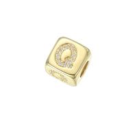 sourcing map Cuentas de cubo con letras de diamantes de imitación, 26 letras, dije cuadrado europeo A-Z, dije cuadrado europeo del alfabeto Q inicial para colgante DIY, 9mm, Circonita cúbica
