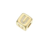 sourcing map Cuentas de cubo con letras de diamantes de imitación, dije cuadrado europeo con letras del alfabeto, cuentas de dados iniciales para colgante DIY, 9mm, Circonita cúbica
