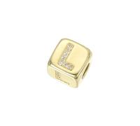 sourcing map Cuentas de cubo de letras de diamantes de imitación, 26 letras, dije cuadrado europeo A-Z, dije cuadrado del alfabeto l inicial para colgante DIY, 9mm, Circonita cúbica