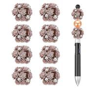 sourcing map Cuentas focales de diamantes de imitación para bolígrafos, cuentas espaciadoras de bolas de flores de cristal para bricolaje, joyería, bolígrafo, llavero, 0.8", Metal, No es una piedra