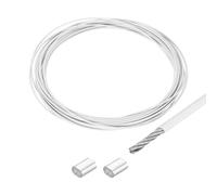 sourcing map Cuerda de alambre de 5 m, cable de acero inoxidable 304 de 1/24 pulgadas (1 mm) recubierto de vinilo con 2 fundas de aluminio para colgar, tendederos, levantamiento de ropa, color blanco