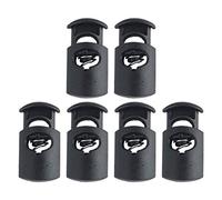 sourcing map Cuerda de plástico, Cierre con un Solo Orificio, Tope, Extremo de la Cuerda para cordeles y Ropa 6 Unidades Negro