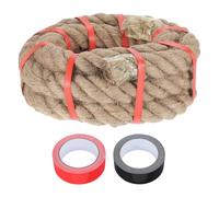 sourcing map Cuerda de yute de 1.5 pulgadas x 10 pies, cuerda trenzada gruesa natural pesada con 2 rollos de cintas para manualidades, barandilla, muelles, tirón de guerra, columpio, paisajismo