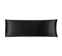 sourcing map Cuerpo Almohada Cubierta Satén Sedoso Cuerpo Fundas Almohada para Cabello y Piel Lujo Enfriamiento Anti-Arrugas Resistente Lavado Negro 20 "x60"