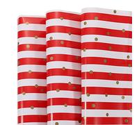 sourcing map Cumpleaños Envoltura Papel Hoja, Rojo Raya Oro Puntos 20 x 28 Pulgadas Regalo Envoltura Papel para Bodas, Fiestas 6uds