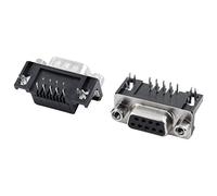 sourcing map DB9 Conectores de Montaje en PCB D-Sub de ángulo Recto Macho + Hembra de 9 Pines 2 Piezas