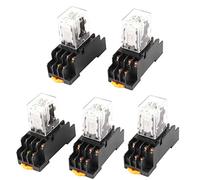 sourcing map DC 12V Bobina 3PDT 3No 3NC 11 Pines Verde Led Relé De Potencia 5 Piezas W Zócalo