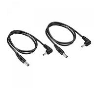 sourcing map DC 5.5x2.1mm Macho a 3.5x1.35mm Macho Extensión Cable Doble Codo Alimentación Adaptador Enchufe 60cm Cable para LED Lámpara Cámara CCTV, Negro Paquete de 2