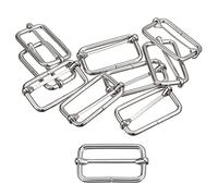 sourcing map Deslizantes Hebillas, 10uds 38x20x3,8mm Metal Rectángulo Ajustador Tri-deslizante Hebilla Rodillo Pasador Correa Ajustador para Cinturón Bolsos DIY Accesorio, Plateado Tono