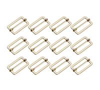 sourcing map Deslizantes Hebillas, 12uds 30x15x2mm Metal Rectángulo Tri-deslizante Deslizamiento Hebilla Rodillo Pasador Hebilla Ajustador para Cinturón Bolso DIY Accesorios, Dorado Tono