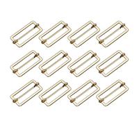 sourcing map Deslizantes Hebillas, 12uds 40x17x2,3mm Metal Rectángulo Tri-deslizante Deslizamiento Hebilla Rodillo Pasador Hebilla Ajustador para Cinturón Bolso DIY Accesorios, Dorado Tono