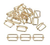 sourcing map Deslizantes Hebillas, 30uds 32x20x3,8mm Metal Rectángulo Ajustador Tri-deslizante Hebilla Rodillo Pasador Correa Ajustador para Cinturón Bolsos DIY Accesorio, Dorado Tono