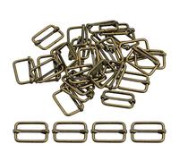 sourcing map Deslizantes Hebillas, 50uds 25x16x2,8mm Metal Rectángulo Tri-deslizante Deslizamiento Hebilla Rodillo Pasador Hebilla Ajustador para Cinturón Bolso DIY Accesorios, Bronce Tono