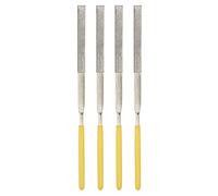 sourcing map Diamante Aguja Lima, 3mm x 140mm Plano Tipo Lima Mangos Manual Herramienta para Metal Madera Piedra Mármol 4uds
