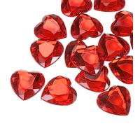 sourcing map Diamantes de Imitación de Corazón Acrílico 20uds, Espalda Plana 25mm, Pegatina de Joyería de Plástico para Fiestas de San Valentín Joyas Fabricación DIY Tarjetas, Rojo