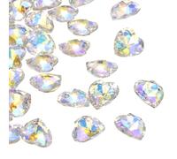 sourcing map Diamantes de imitación de cristal con forma de corazón, 12 mm, gemas de cristal para manualidades, joyería, decoración de disfraces, paquete de 50 (AB transparente)
