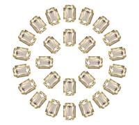 sourcing map Diamantes de imitación rectangulares octágonos de 10 x 14 mm, 100 piezas de diamantes de imitación facetados de cristal con gemas de cristal chapadas en plata para manualidades (café