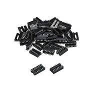 sourcing map DIP IC Chip Zócalo Adaptador Plano Pasador 16P 2,54mm Paso IC Zócalo para PCB Placa Chip, Paquete de 30