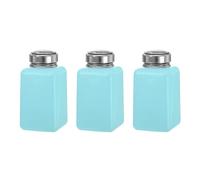 sourcing map Dispensador de Alcohol Solvente 200 ml/6,8 oz Azul, Bomba Dispensadora de Líquido a Presión para Limpiador de Acetona Polaco Desmaquillante, 3 Piezas