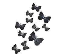 sourcing map DIY 3D Mariposa Pared Pegatina con Imán Habitación Decoración 12en1 Conjunto Negro