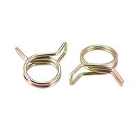 sourcing map Doble Cable Resorte Manguera Abrazadera 10mm Combustible Línea Silicona Manguera Tubo Resorte Clips Zinc Chapado 20Uds