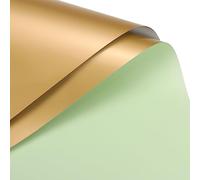 sourcing map Doble Cara Color Flor Envoltorio Papel Claro Verde+Oro 22.8"x22.8" Impermeable para Florista Ramo Suministros, Bricolaje Artesanías, Regalo Caja Embalaje Paquete de 10