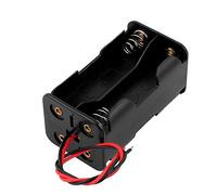sourcing map Doble Lados 2 Cables Batería Estuche Soporte Negro para 4 X 1.5V AA Batería