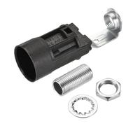 sourcing map E14 Bombilla Zócalo Plástico Lámpara Soporte Negro 23x65mm con M10 Roscado Lámpara Tubo Tuerca para Bombilla E14, Paquete de 6