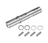 sourcing map Eje único de salida, 25 mm de diámetro, 153 mm de longitud, eje de salida de acero de aleación de bajo ruido con juntas, pin de esquina de anillo en S para reductor de gusano NMRV050