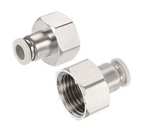 sourcing map Empuje para conectar accesorios de rosca hembra de 1/2PT para tubo de 8 mm OD de cobre niquelado recto, paquete de 2