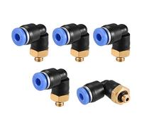 sourcing map Empuje para conectar el tubo Codo macho 4 mm Tubo OD x M5 Rosca Neumático Aire Empuje Ajuste Bloqueo Ajuste Azul 5 piezas