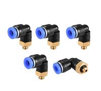 sourcing map Empuje para conectar el tubo Codo macho 6 mm Tubo OD x M5 Rosca Neumático Aire Empuje Ajuste Bloqueo Ajuste Azul 5 piezas