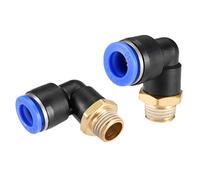 sourcing map Empuje para conectar el tubo de conexión codo macho 10mm tubo OD x G1/8 "rosca neumático aire Push Fit Lock Fitting azul 2 uds
